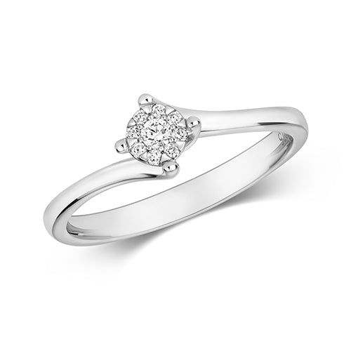 Elegant and Timeless: 9ct Gold Crossover Engagement Ring with 0.18 ct Diamond