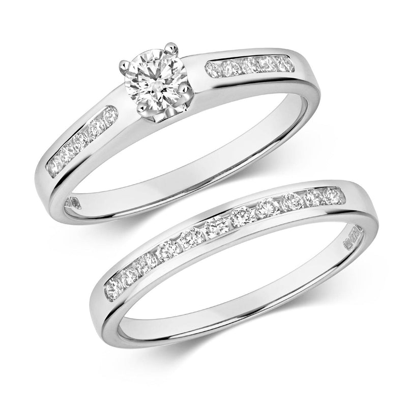 Engagement Rings for Women 9ct White Gold Diamond Bridal Ring Set - Sarraf Jewellers