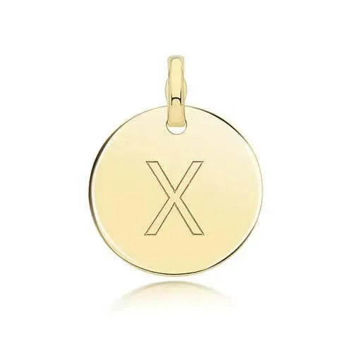 Round Plain Initial Letter Pendant, 9ct Solid Gold Pendant For Necklace, Inital Charm, A to Z, 375 Stamped, 9 Carat Gold Pendant - Sarraf Jewellers