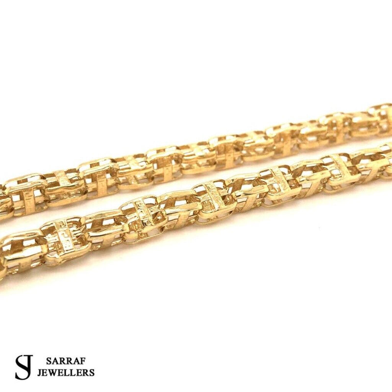 14ct Yellow GOLD CAGE Chain NECKLACE MENS 26" 7MM - Sarraf Jewellers