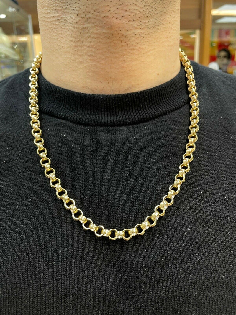 Diamond Cut BRITISH BELCHER 375 9ct GENUINE GOLD Chain Necklace 22" 6.5mm - Sarraf Jewellers