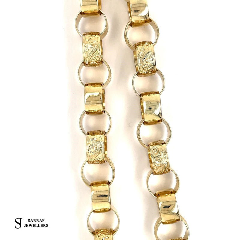 9CT Yellow Gold CAST BRITISH BELCHER Chain Necklace 24" 12.5MM - Sarraf Jewellers