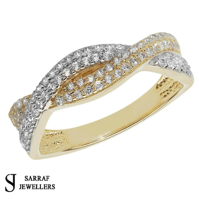 Solid 9ct Yellow Gold Ladies Cubic Zirconia Ring Hallmarked FREE UK POST NEW - Sarraf Jewellers