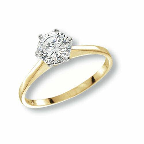 9ct Yellow Gold Ladies Solitaire CZ Ring 7mm *All Sizes Available* Brand NEW - Sarraf Jewellers