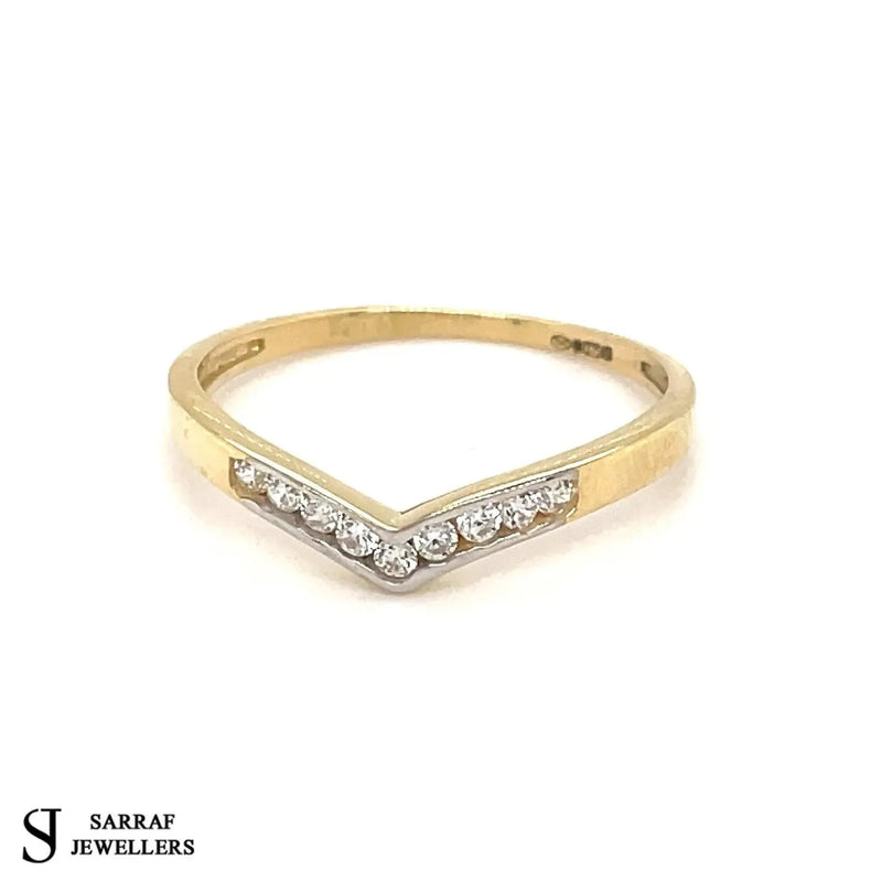 Wishbone Eternity Ring, 9ct Yellow Gold Ring, Stacking Ring, Chevron Ring, Minimalist Ring - Sarraf Jewellers